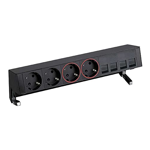 Prise de table Simon 400 pour connecter 4 câbles RJ45 et alimenter un PC