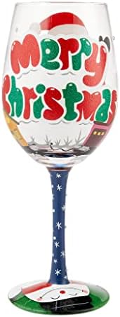 Enesco Designs By Lolita Christmas Santa Wine Glass - Hand-Painted 15 Oz Artisan Glass, Multicolor
