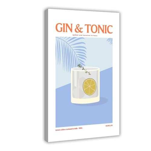 Toile Gin And Tonic décoration murale salon et chambre déco bar à cocktails 50x76 cm