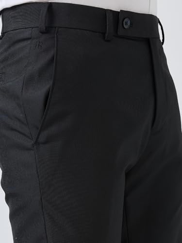 Image of Raymond Men Slim Fit Structure Pattern Poly Viscose Blend Flat Front Formal Trouser