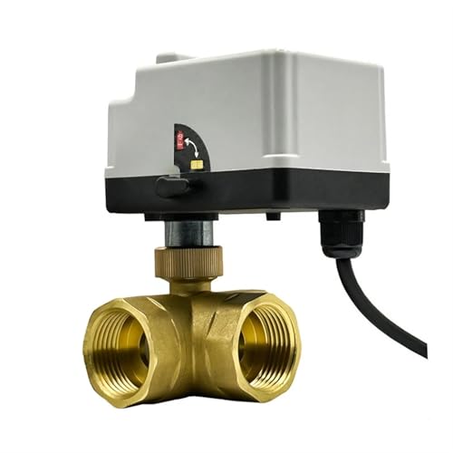 Válvula motorizada de latón de 3 vías tipo T de 1-1/4" con control manual 3