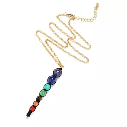 Collier multicolore 7 perles d'équilibre bijoux femmes lot de 10