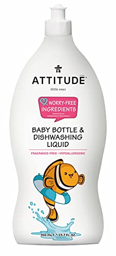 Image of ATTITUDE Little Ones, Baby Bottle & Dishwashing Liquid, Fragrance-Free, 23.7 Fl Oz