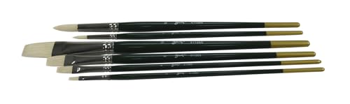 Image of Sax Olympia Interlocked Hog Hair Bristle Long Handle Paint Brushes, Assorted Sizes, Set of 6