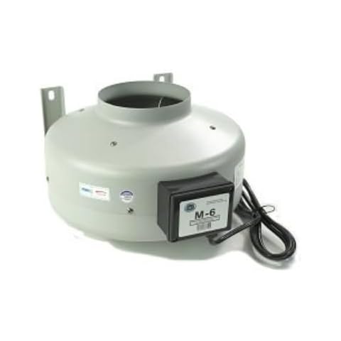 Tjernlund M-6 Inline Duct Booster Fan, Hydroponic Blower Heat Air Conditioning Vent Exhaust, 460 CFM, 6" Cover