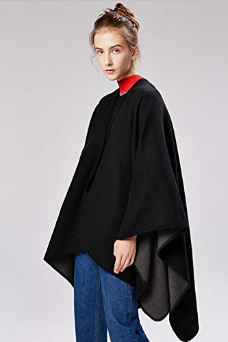 Lncropo Women's Shawls Wraps Winter Open Front Poncho Cape Oversized Cardigan Sweater3