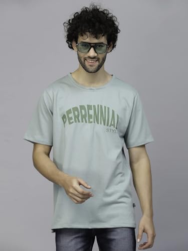 Image of Rigo Back Printed Half Sleeves Round Neck Oversized T-Shirt for Men | Drop Shoulder T-Shirt for Men | Loose Baggy Fit T-Shirt for Men
