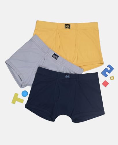 Image of Jockey 3036 Boys Super Combed Cotton Rib Fabric Solid Trunk with Front Open Fly and Ultrasoft Waistband (Pack of 3, Colors & Prints May Vary)