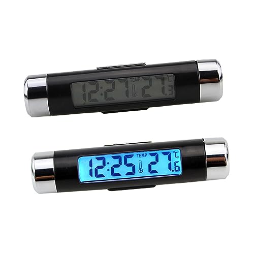 Cabilock Digital Car Thermometer Clock Led Backlight Celsius Reading Battery Operated for Vehicle Decor