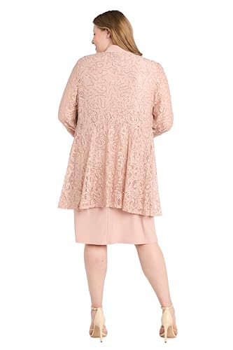 Image of R&M Richards Women's Embellished Sequin Lace Jacket and Shift Dress with Necklace for Mother of the Bride & Cocktail Party