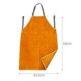 CROWNSHOP Tool Aprons Work Apron 62.5X88cm Leather Welding Work Aprons Heat and Flame Resistant with 3 pockets Woodworking Fireproof Canvas Apron Heavy Duty Workshop Aprons for Welders and Blacksmiths - Image 6
