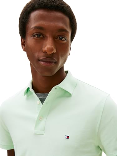 Image of Tommy Hilfiger Men's Short Sleeve Polo Shirts in Slim Fit with Stretch and Organic Pique Cotton