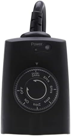 NSi Industries TORK 652B Outdoor Heavy-Duty 15-Amp Photocell Controlled/Light Activated Mechanical Plug-In Timer With 6 1/2-Inch Cord - Compatible With Incandescent/Compact Fluorescent/Led – Ideal for Halloween Decorations
