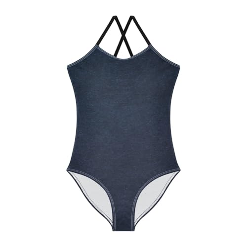 Dark Blue Felt Texture Abstract Art Swimsuit for Girls 1 Piecing Bathing Suit for Girls Swimsuits for