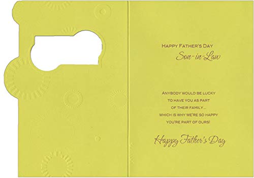 Designer Greetings Brown, Blue and Yellow Circular Patterns with Die Cut Window Father's Day Card for Son-in-Law