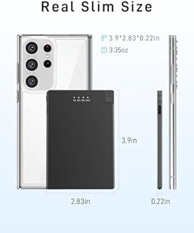 TNTOR Thin Portable Charger, 3500mAh Lightweight Ultra Slim Power Bank with Built-in USB-C Cable, Portable Credit Card Size Power Bank Mini Battery Pack for iPhone 17Air Samsung Android (Black)