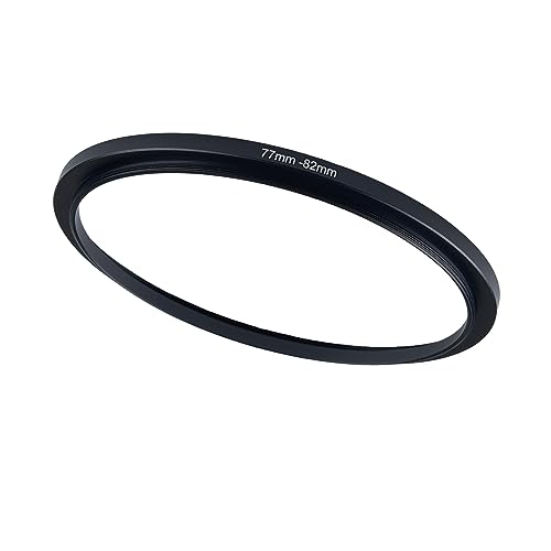 Image of 77mm to 82mm Step-up Adapter Rings Filter Adapter Black Metal Step Down Filter Ring Adapter Compatible with All Brand UV CPL ND Camera Lens Filter Stepping Rings (77mm-82mm)