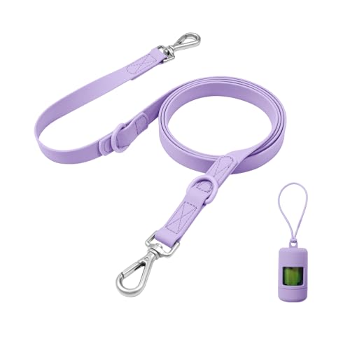 Kidding Pets Waterproof Dog Leash with Poop Bag Holder 5FT/6FT Adjustable Length with 2 Swivel Hooks Odor-Free & Easy-Clean Dog Lead for Large Medium Small Dogs