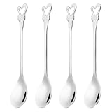 PATIKIL 4pcs Coffee Spoons, Heart Tea Spoons 304 Stainless Steel Teaspoons Small Cute for Stirring Espresso Coffee Bar Tableware Dessert Flatware Tea Party, Silver