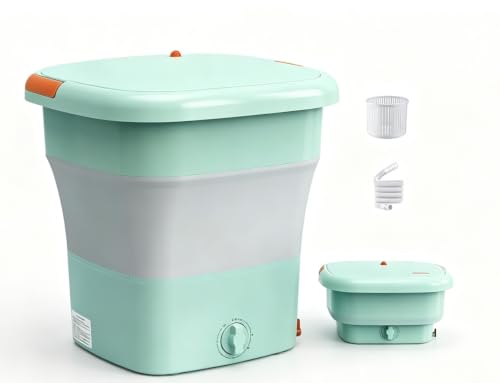 12L Folding Clothes Washing Machine Portable Mini Automatic Home Travel Washing Machine Lightweight Underwear Washer for Apartment Laundry Camping RV Travel Underwear Personal Baby - GREEN