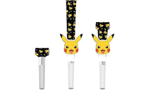 Amscan 9917122 - Pokémon Kids Birthday Party Blowouts Pikachu Noisemakers - 8 Pack