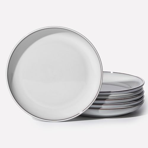 Image of Pokini Ceramic Dinner Plates Set of 6, 8inch Salad, Dessert Plates Dishes | Reactive Glaze Stoneware Dish Set, Dinner Plate for Dessert, Salad, Appetizer, Microwave & Dishwasher Safe, Scratch Resistant
