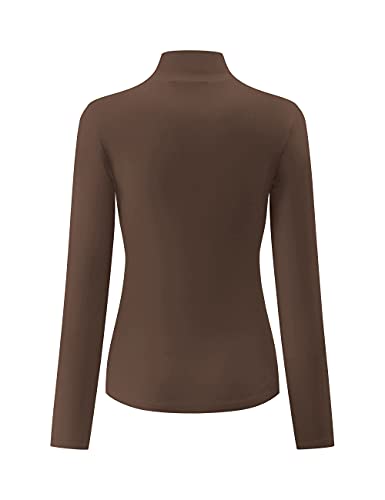 Image of Kindcall Womens Slim Fitted Mock Turtleneck Tops Long Sleeve Lightweight Base Layer Shirts