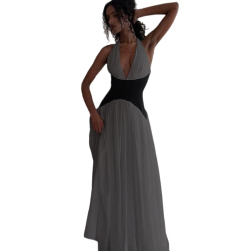 Robe chic de fête blanche dos nu au design patchwork raffiné taille L
