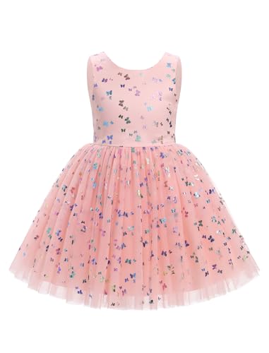Vestido de princesa para niñas de 2 a 8 años con tul de mariposa OMEWEE
