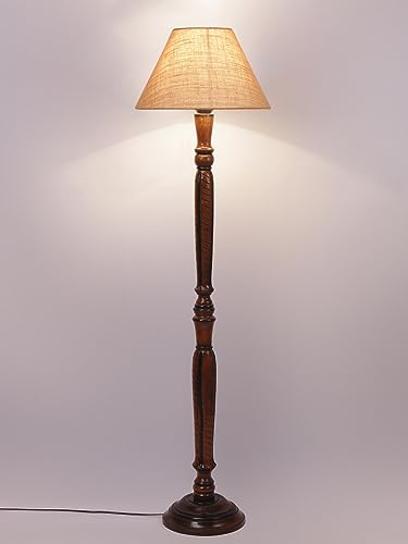 Image of Devansh Beige Jute Conical Wooden Floor lamp -23