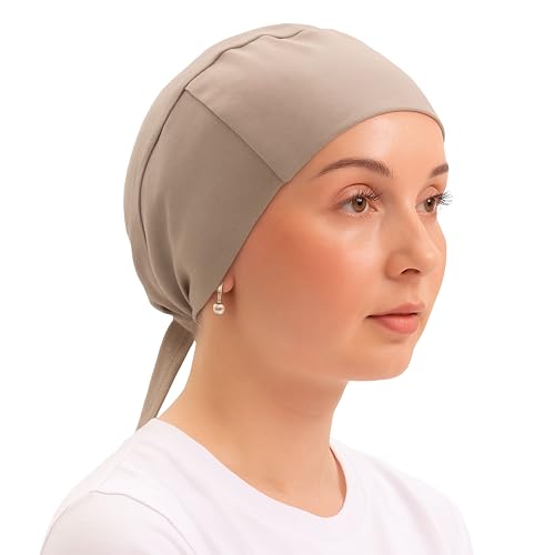 FabNest Women Hijab Undercap Islamic Muslim Under Scarf Hats Bonnet with Tie Back Non-Slip Breathable and Snug-Fit (Soft Mocha (1 Pcs))