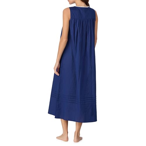 Image of Eileen West Sleepwear & Loungewear for Women - Dobby Stripe Collection - 100% Cotton Lightweight Breathable Long Nightgown