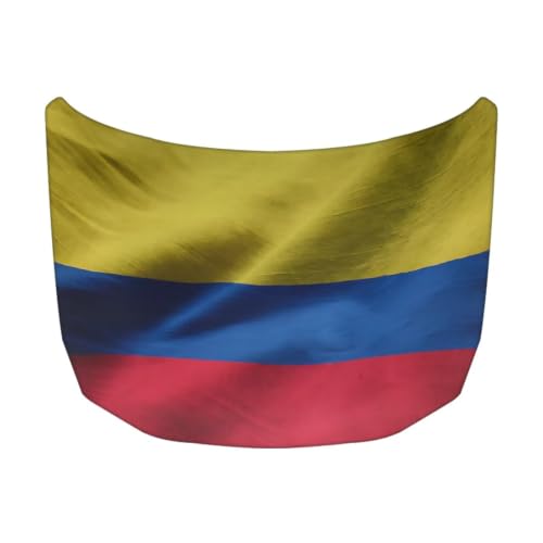 Image of Colombia Flag Print Car Hood Cover Elastic Polyester Car Hood Protector Auto Patriotic Decorations Waterproof Sunproof Automotive Exterior Accessories for Sports Events and Outdoor Use