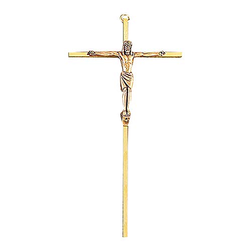 Crucifixo de metal dourado para pendurar na parede, 25,4 cm