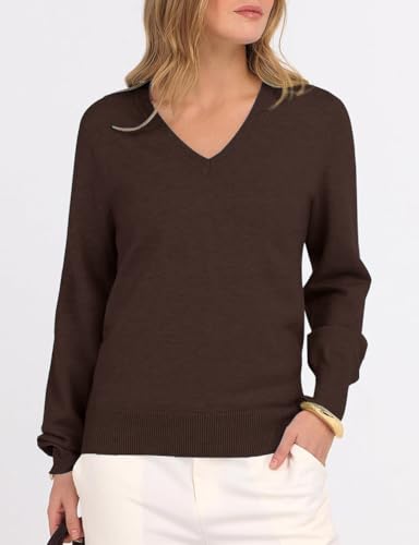 Kinghua Knit Sweater for Women Fall Winter Outfits Casual V Neck Long Sleeve Pullover Knitted Sweaters Tops2