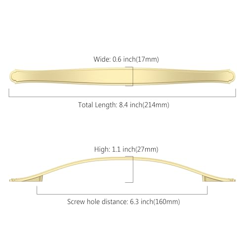 Image of Asidrama 10 Pack 6.3 Inch(160mm) Brushed Brass Kitchen Cabinet Handles Cabinet Pulls Kitchen Cabinet Hardware for Cupboard Drawer Pulls