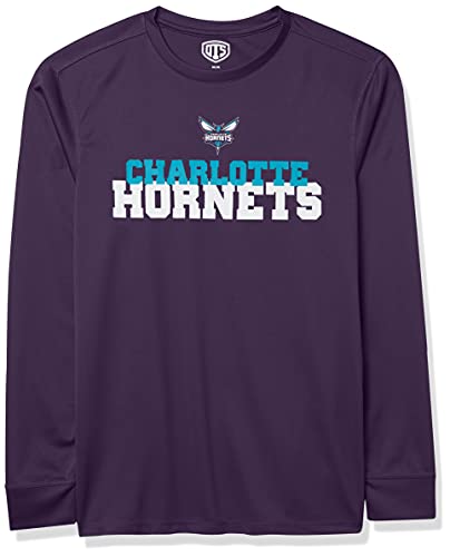 OTS NBA Charlotte Hornets Men's Poly Dot Long Sleeve Tee, Piled, Large