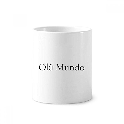 Mug céramique Bonjour Portugais tasse blanche 350ml porte brosse à dents