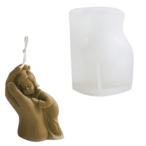 Molde de silicona para velas del Día de la Madre, moldes de silicona para fundir molde de vela 3D para madre y bebé en forma de mano moldes de cuerpo de silicona para velas