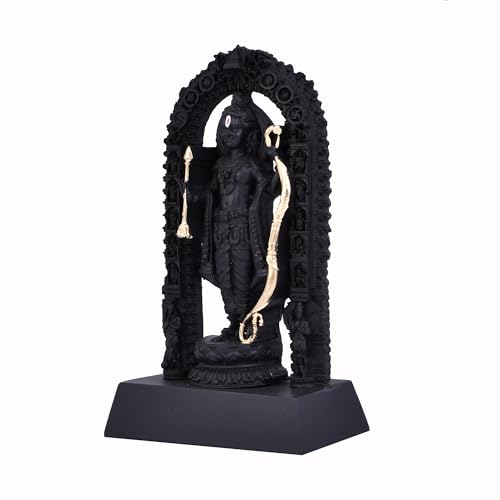Image of Craftam Polyresin Ram Lalla Idol,Shree Ram Lala Ayodhya Murti Statue for Home Temple Mandir Pooja, Black Decorative Gift for Diwali & Religious Decor(Black,7 Inch)