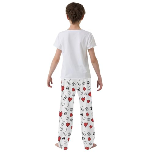 Red Heart Bone Dog Boys Pants for Kids Jogger Pants with Pockets S-XL3