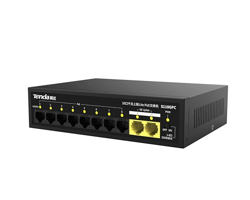 Image of Tenda S110GPC 8 Port 10 /100 +2 Giga Uplink 10-Port Gigabit Lite PoE Switch