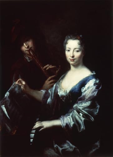 Tableau Antoine Pesne Dame jouant de l'épinette avec des finitions premium