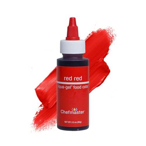 Chefmaster Red Red Liqua-Gel® Food Coloring | Vibrant Color | Professional-Grade Dye for Icing, Frosting, Fondant | Baking & Decorating | Fade-Resistant | Easy-to-Use | Made in USA | 2.3 oz
