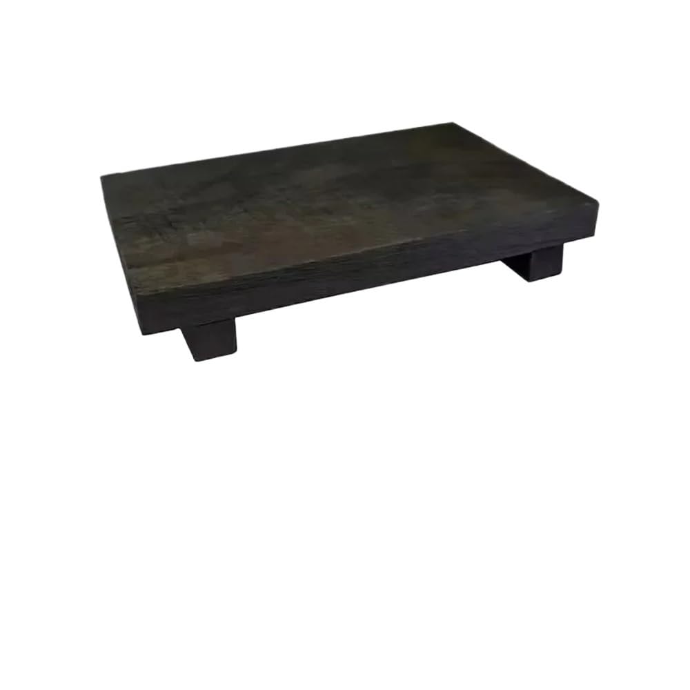 LIANXIBAG Wood Tray Pedestal Stand Bathroom Decor Wooden Vanity Hands Soap Scented Candle Storage Holder(Black)