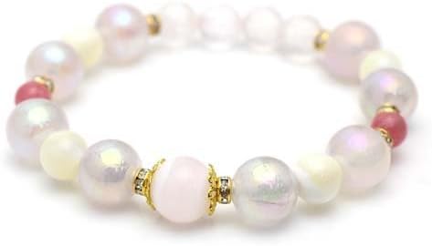 Amazon マザーオブパール ピンクカルサイト インカローズ ピンクオーラ ローズクォーツブレスレット 癒しと素敵な出会いを運ぶ 14 ブレスレット 通販