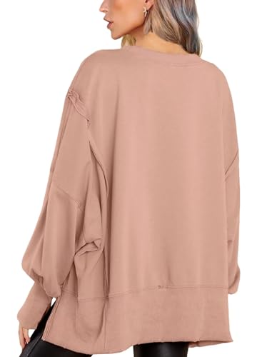 Image of BWQ Womens Oversized Sweatshirt Crewneck Long Sleeve Shirts Pullover Sweatshirts S-2XL