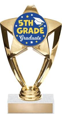 Graduation Trophy - 6" Gold Star 5th Grade Graduate Custom Awards 20 Pack Prime