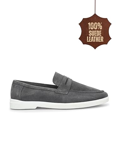 Image of Men Suede Leather Loafers with Bow - Cushioned Comfort, Durable Sole & Everyday Luxury