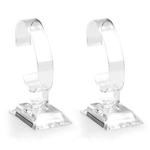 2 PCS Clear Watch Display Stand Wrist Jewelry Bracelet Display Stands Rack Shop Showcase Holder Stretchie Bangle Bracelet Display Stand